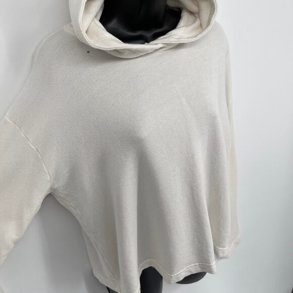 Enza Costa Women's NEW Cropped Hooded Terry Sweatshirt Size M White FT3646 - Picture 2 of 9